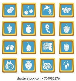 Berries icons set in azur color isolated vector illustration for web and any design
