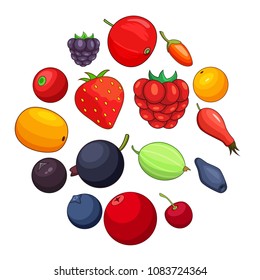Berries icons set. Cartoon illustration of 16 berries vector icons for web