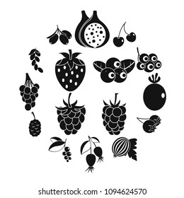 Berries icons set. Simple illustration of 16 berries vector icons for web