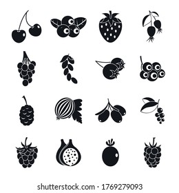 Berries icons set. Simple illustration of 16 berries vector icons for web