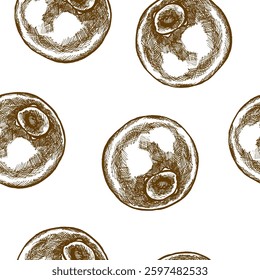 Berries ink hand drawn seamless pattern. Black and white botanical background with cranberries, forest floral painting in outline style for wallpaper, packing, scrapbooking design