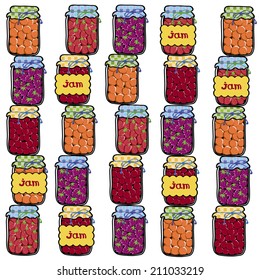 Berries jam canes background