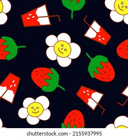 Beeren, Saft und Blume, Vektorgrafik nahtlos.