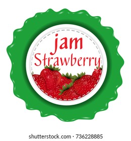 Berries label with strawberry. Template for design. Vector illustration