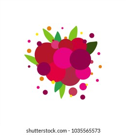 Berries and leaves. Element of flower design. Vector illustration on white background.