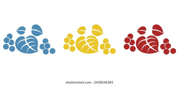 berries and leaves icon on a white background, vector illustration