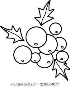 Berries and leaves illustration. Hand-drawn doodles illustration.
Line art. Icon