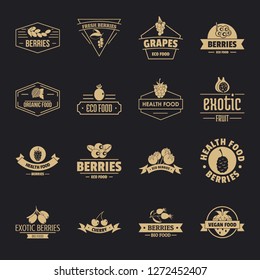 Berries logo icons set. Simple illustration of 16 berries logo vector icons for web