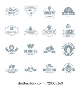 Berries logo icons set. Simple illustration of 16 berries logo vector icons for web