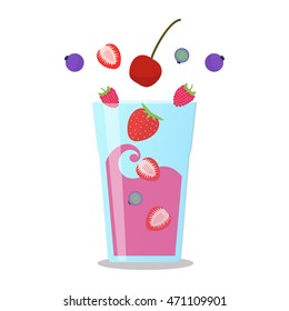 Berries mixed smoothie vector image. Wellness and healthy lifestyle.