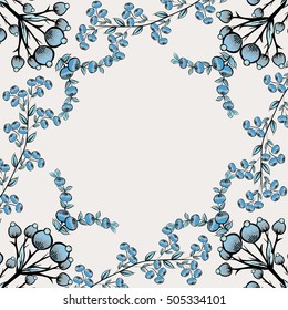 Berries natural vector background. Floral pattern place text. 