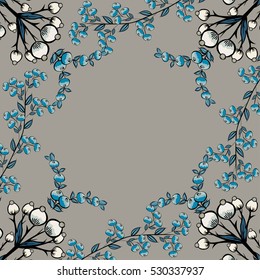 Berries natural vector background. Floral pattern place text. 