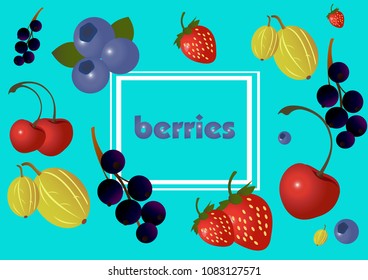 berries on a blue background