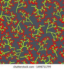 berries on the branches, vector, seamless background