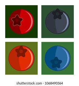 Berries on the green background set vector illustration