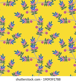 Berries en una rama sin costura. Ilustración de acuarela. Arte floral.