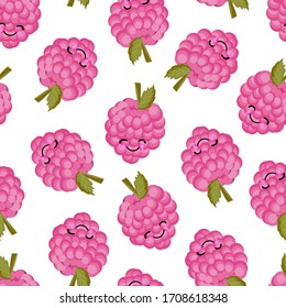 Berries pattern. Ripe raspberry pink. Vector illustration. Design of children's textiles.