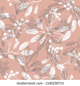 Berries Seamless Pattern. Hand drawn Illustration. Vector Background.