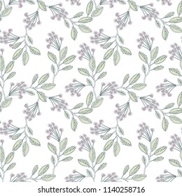 Berries Seamless Pattern. Hand drawn Illustration. Vector Background.