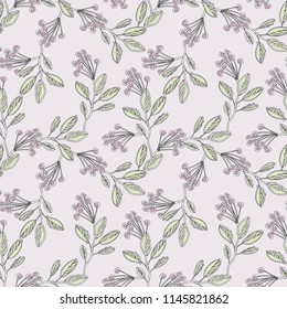 Berries Seamless Pattern. Hand drawn Illustration. Vector Background.