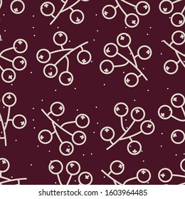 Berries seamless pattern on deep red
