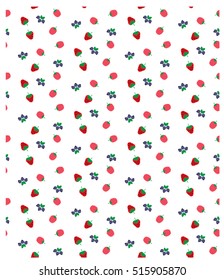 Berries seamless pattern. Strawberry and blueberry background. Vector
