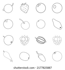 Berries set icons in outline style isolated on white background