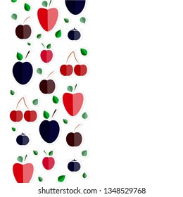 Berries Set Vector - Strawberry, Cherry, Blueberry, Raspberry and Plum