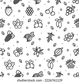 Berries Signs Seamless Pattern Background on a White for Web and App, Graphic Design. Vector illustration