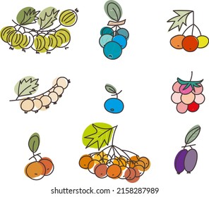 conjunto de ilustraciones vectoriales de berries