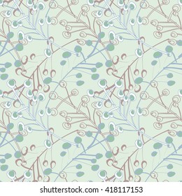 Berries Twigs Seamless Pattern