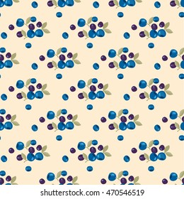 berries vector background illustration. blueberry, bilberry image. abstract decorative vintage motif. seamless pattern on beige backdrop.