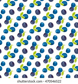 berries vector background illustration. blueberry, bilberry image. abstract decorative vintage motif. seamless pattern on white backdrop. repeatable fabric or wrapping paper motif