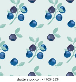 berries vector background illustration. blueberry, bilberry image. abstract decorative vintage motif. seamless pattern on green backdrop. repeatable fabric or wrapping paper motif