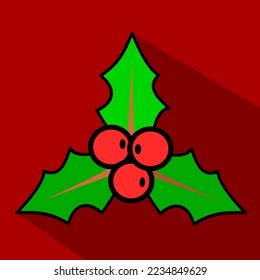 Berries vector icon isolated on red background, vector illustration, shadow