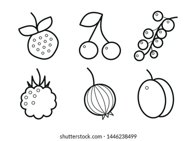 
Berries. Vector icons. A simple set of illustrations of 6 elements, editable icons, can be used in the logo, user interface and web design