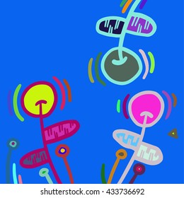 Berries vector illustration blue, pink, yellow