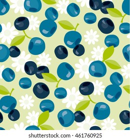 berries vector illustration. blueberry, bilberry image. abstract decorative vintage motif. seamless pattern flat style background.