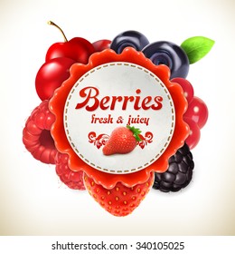 Berries, vector label