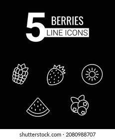 Berries vector line icons set.