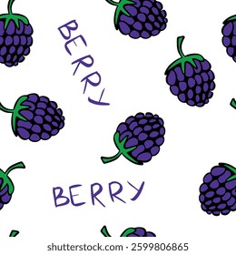 berris blackberry seamless doodle  pattern