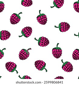 berris raspberry seamless doodle  pattern