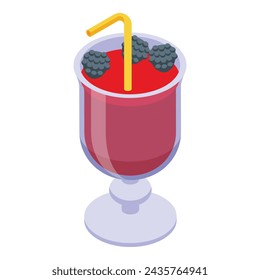 Berry alcoholic cocktail icon isometric vector. Vodka summer. Restaurant glass