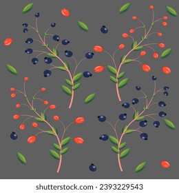berry, autumn motif	pattern, seamless, flower, leaf, vector, floral, design, wallpaper, berry, illustration, nature, decoration, texture, summer, spring, art, cherry, plant, ornament, tree, green,