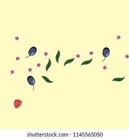 Berry background with blueberries, strawberries and plums on a light background.