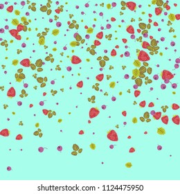 Berry background with strawberries and blueberries. Berry confetti.
