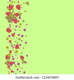 Berry background with strawberries and blueberries. Berry confetti.