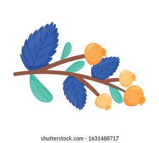 Berry Branch Isolated on White Background Vector Composition