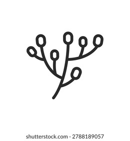 Berry branch, linear style icon. nature and fruit-bearing plants. Editable stroke width
