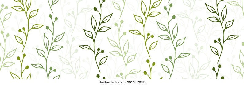 Berry bush branches organic vector seamless pattern. Gentle herbal graphic design. Meadow plants foliage and buds illustration. Berry bush sprouts home style seamless swatch